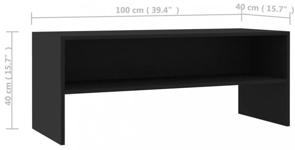 fekete szerelt fa TV-szekrény 100 x 40 x 40 cm
