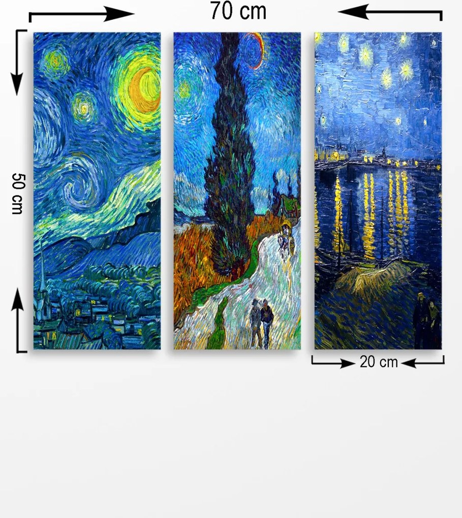MDF0074 Van Gogh MDF falikép, 3 db-os szett