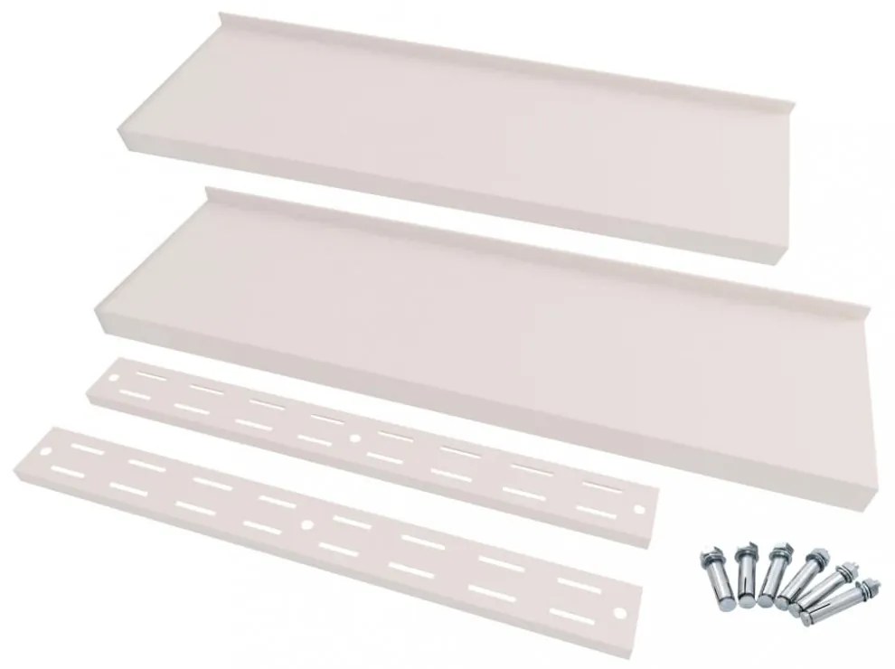 2 db kétszintes rozsdamentes acél fali polc 240 x 30 cm