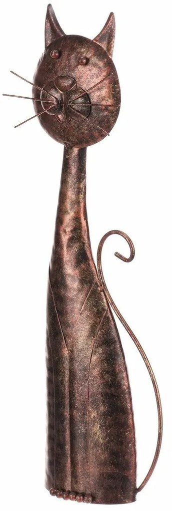 Réz macska fém kerti dekoráció, 15 x 44 x 7 cm