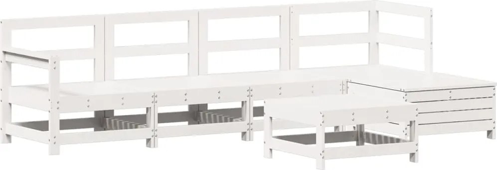 vidaXL 6 részes fehér tömör fenyőfa kerti kanapészett