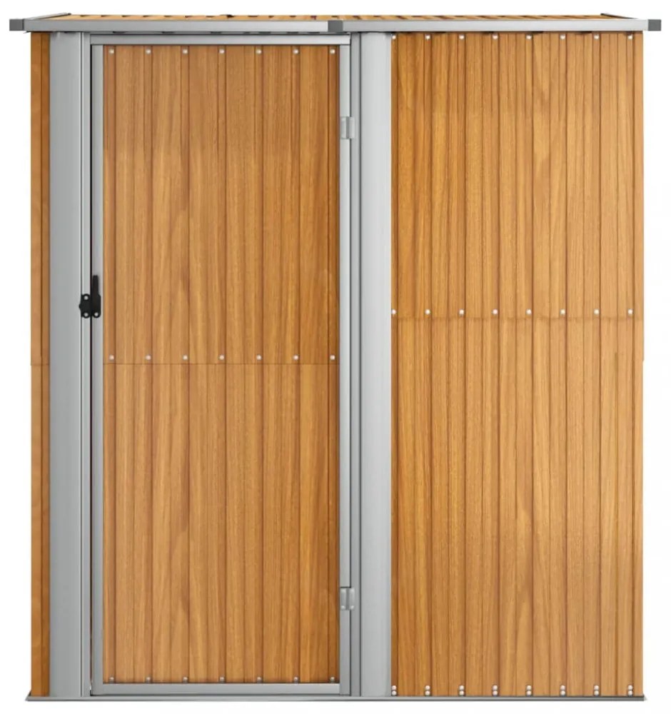 horganyzott acél, fahatású kerti fészer 180,5 x 97 x 209,5 cm