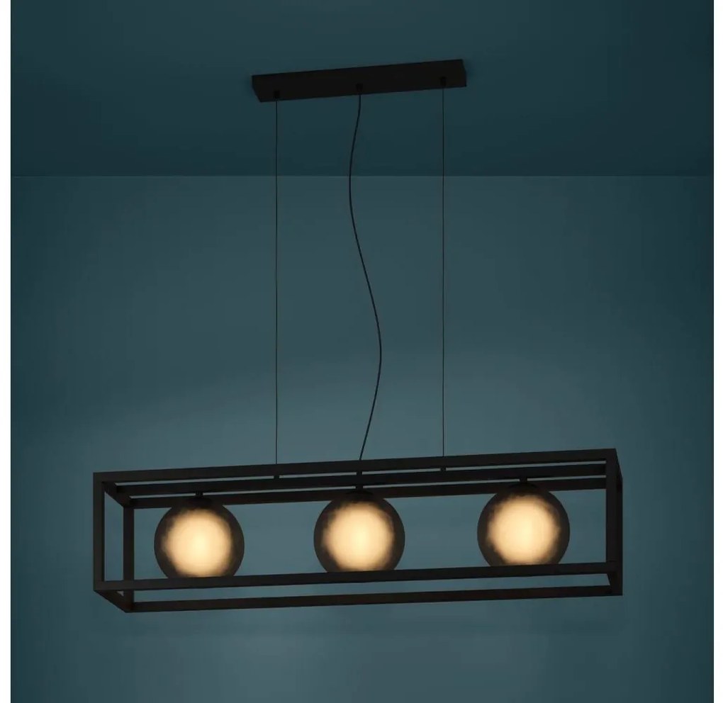 Eglo 390215 - Csillár zsinóron ARANGONA 3xE27/40W/230V füstös/fekete