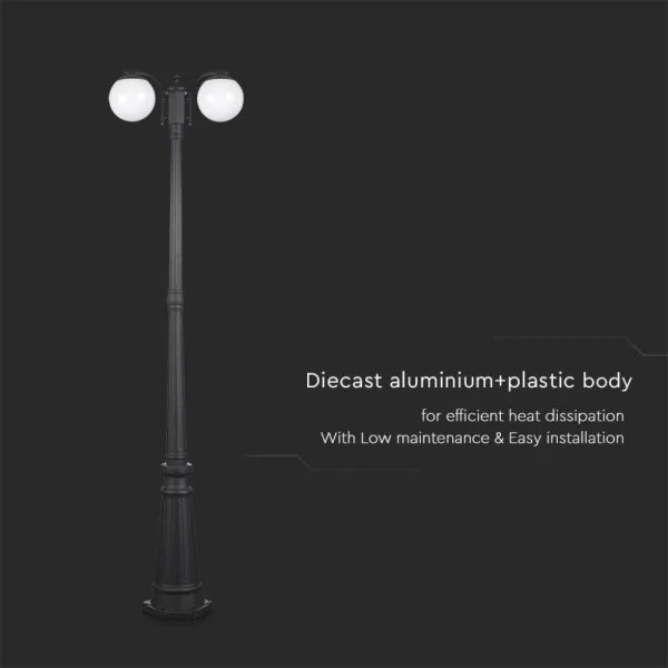 Kültéri lámpa 2xE27/60W/230V IP44 199 cm fekete