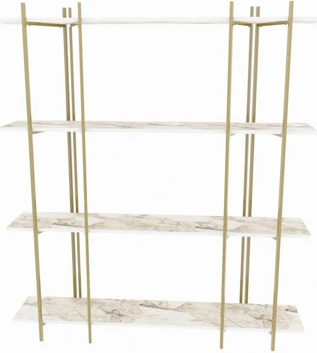 könyvespolc Moss - White, Gold