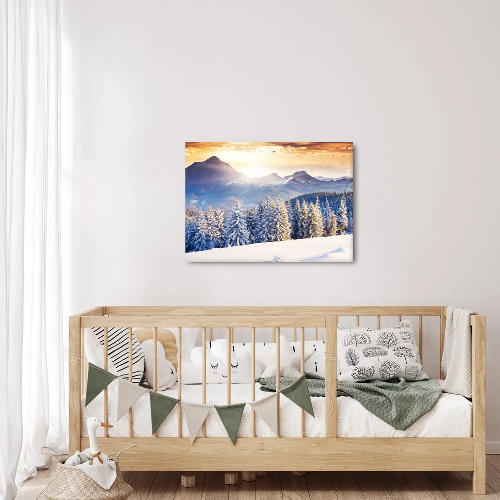 Kép - Hegyi táj télen (70x50 cm)