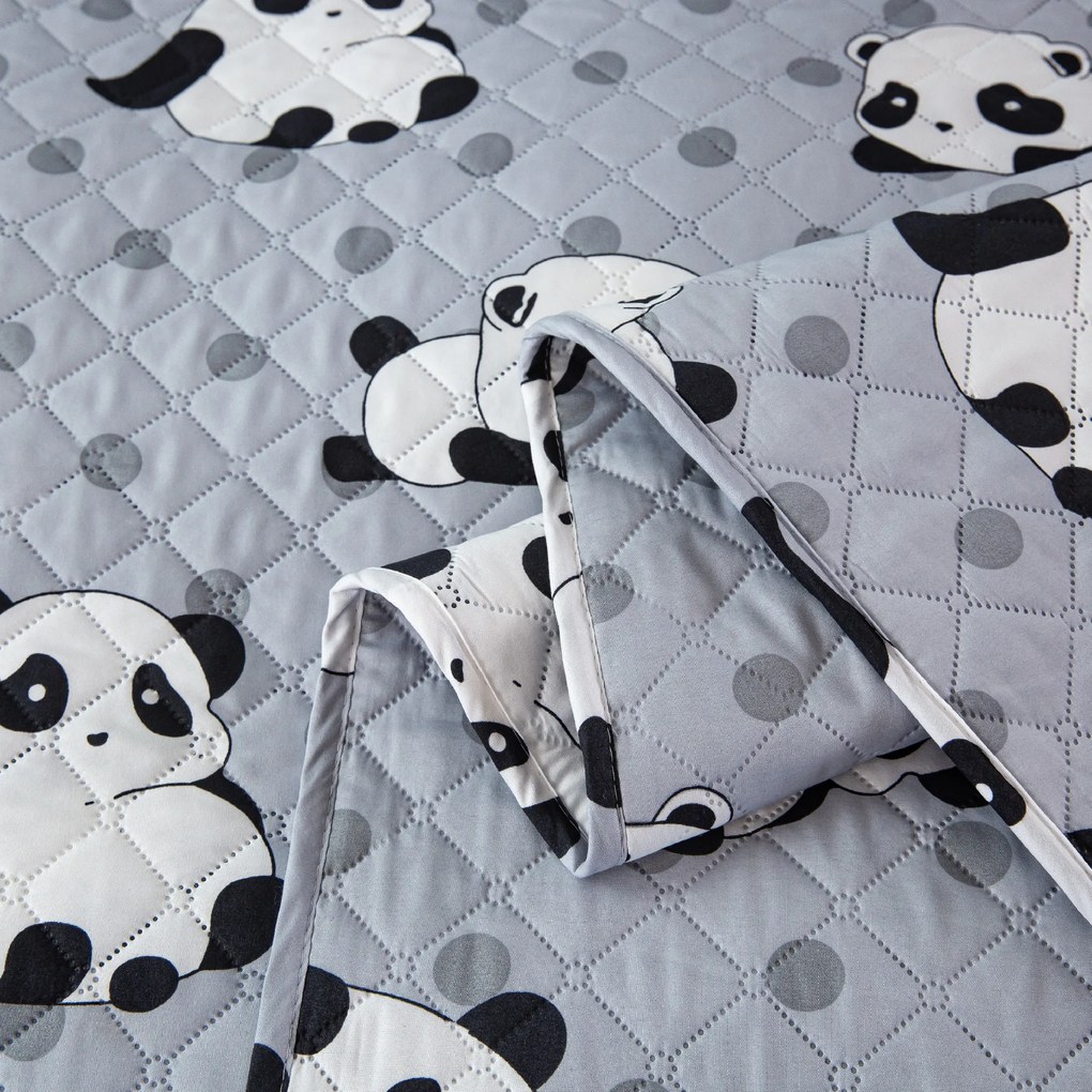 Ágytakaró mintával PANDA szürke Méret: 170 x 210 cm