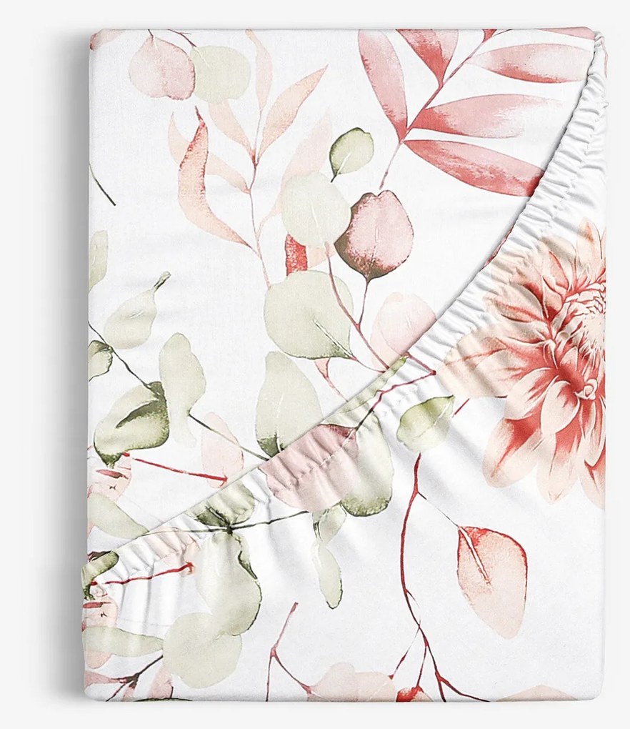Goldea pamut körgumis lepedő deluxe - akvarell virágok 80 x 160 cm