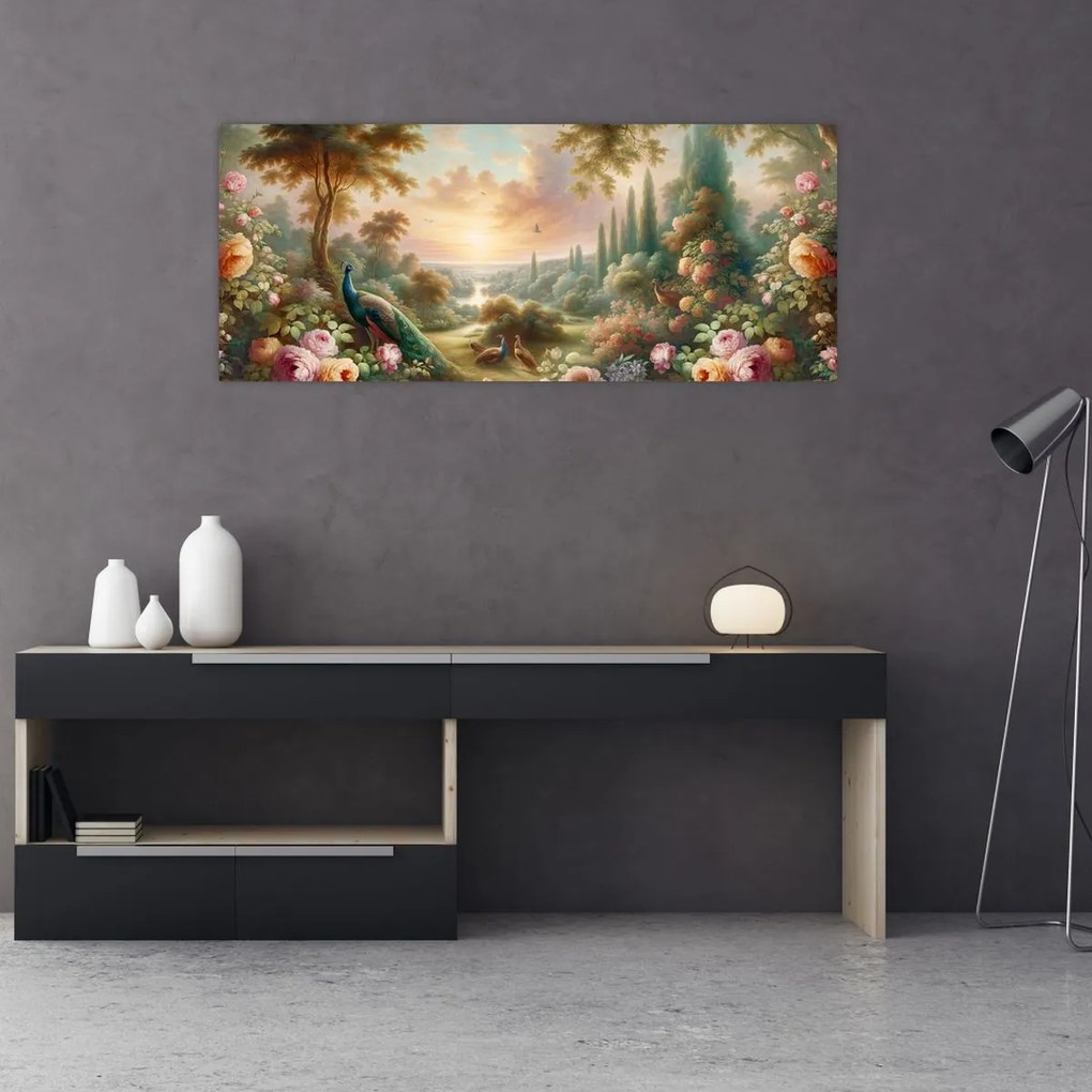 Kép - Pávák a kertben (120x50 cm)