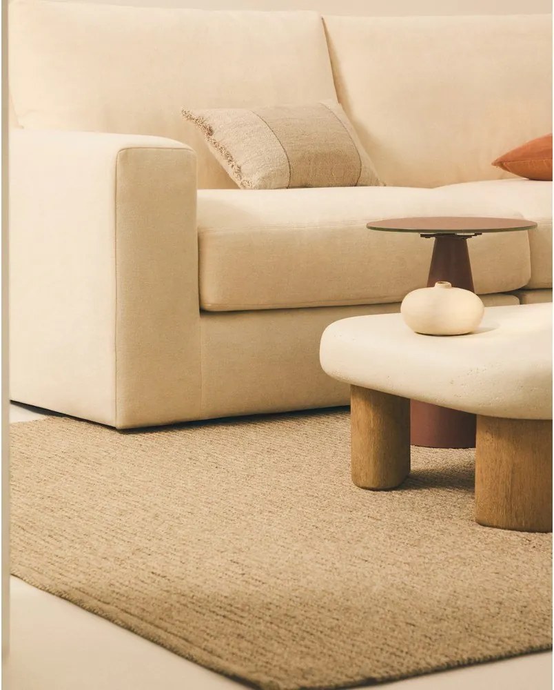 Bézs zsenília sarokkanapé (variálható sarok-L alakú) Alea – Kave Home