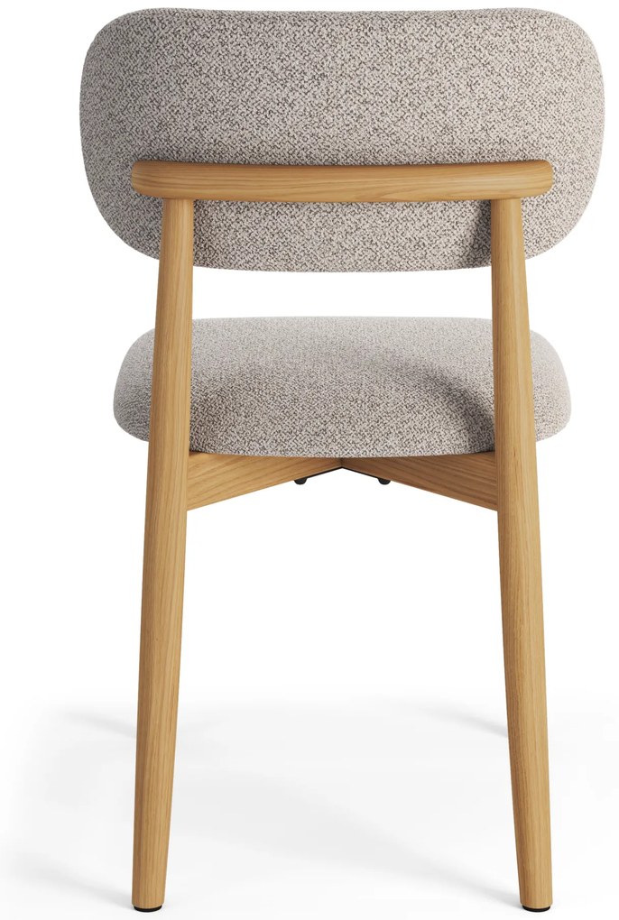 MAZZONI EXPORT ALMO Bézs Latte (Monza 60 szövet)/lakkozott tölgyfa váz - RETRO BOUCLÉ FA SZÉK SZÉK NAPPALIBA ÉTKEZŐBE KONYHÁBA