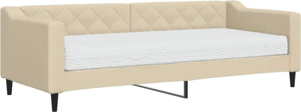 vidaXL krémszínű szövet kanapéágy matraccal 80 x 200 cm