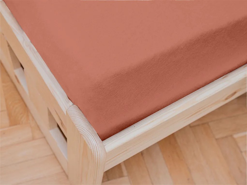 Jersey lepedő kiságyhoz téglavörös barna 60 x 120 cm