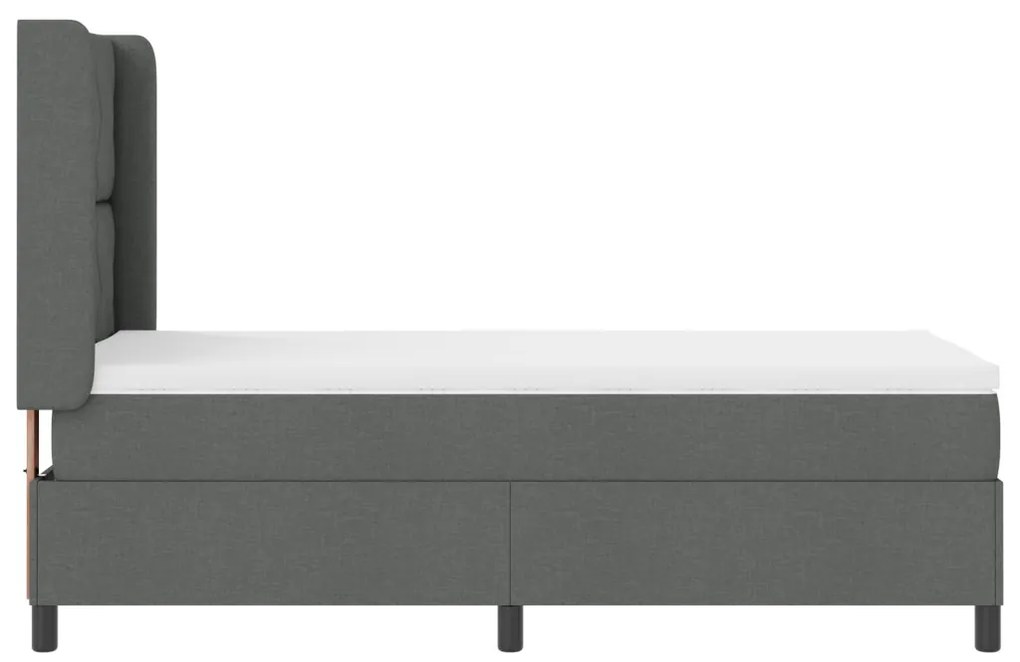Boxspring Ágy Mattal és LED világítással Sötét Szürke 90x200 cm Szövet