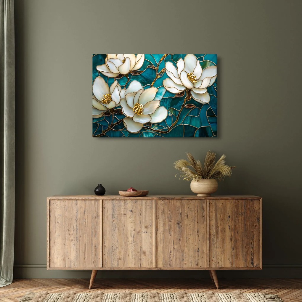 Kép - Ólomüveg magnóliával (90x60 cm)