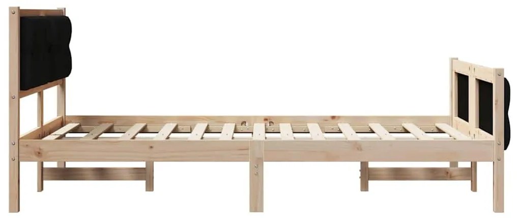 Ágykeret fejtámlával Fekete 120 x 190 cm Tömör fenyőfa