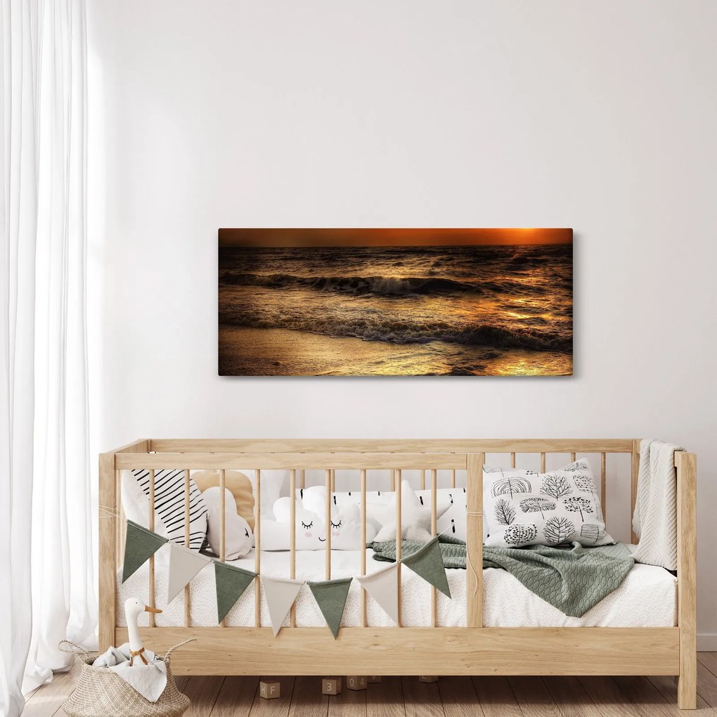 Kép - Hullámok a parton (120x50 cm)
