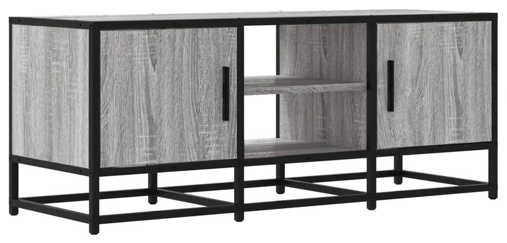 szürke sonoma színű szerelt fa és fém TV-szekrény 100x35x41 cm