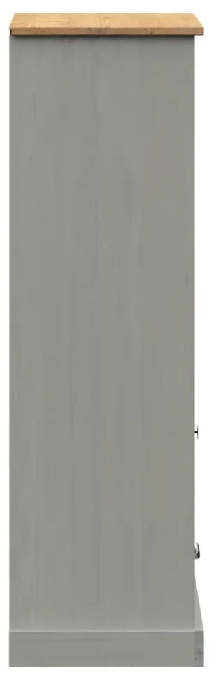 VIGO szürke tömör fenyőfa könyvespolc 60x35x114,5 cm