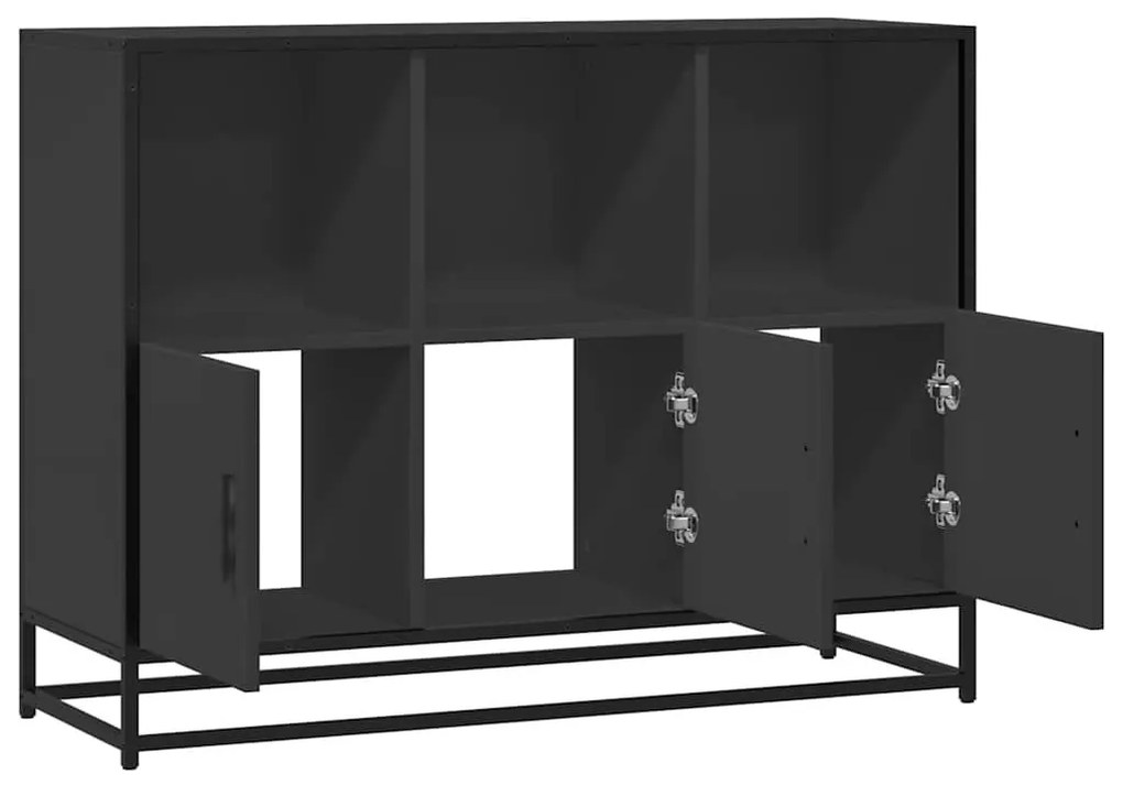 fekete szerelt fa tálalószekrény 100x35x76 cm