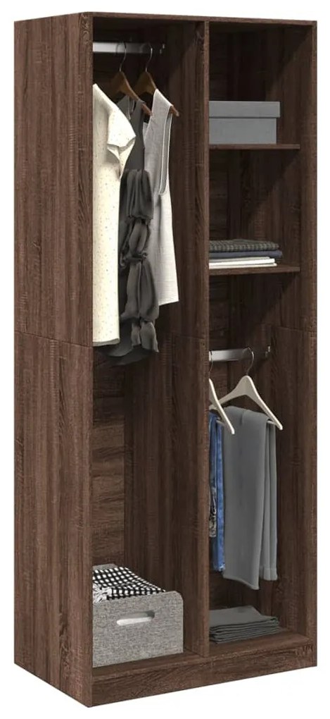 barna tölgy színű szerelt fa ruhásszekrény 80 x 50 x 200 cm