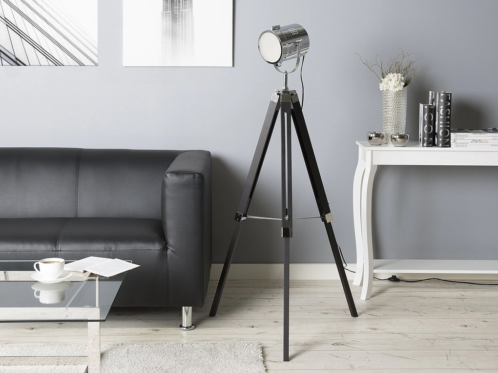 Háromlábú fekete fa állólámpa 143 cm ALZETTE Beliani
