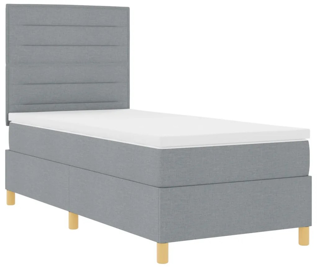Boxspring ágy matraccal Világosszürke 90x200 cm Szövet