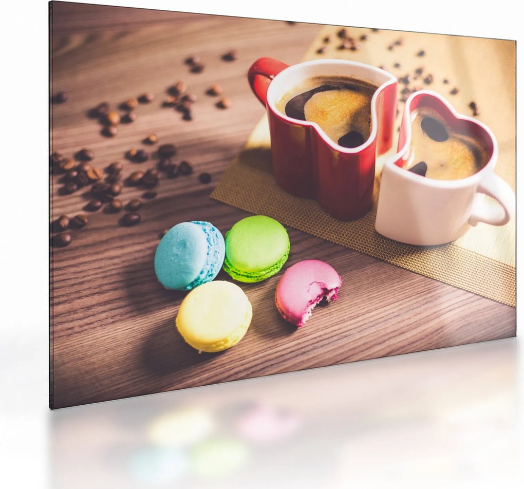 Kávé és a macaroon képe (üvegen) (70x50 cm)
