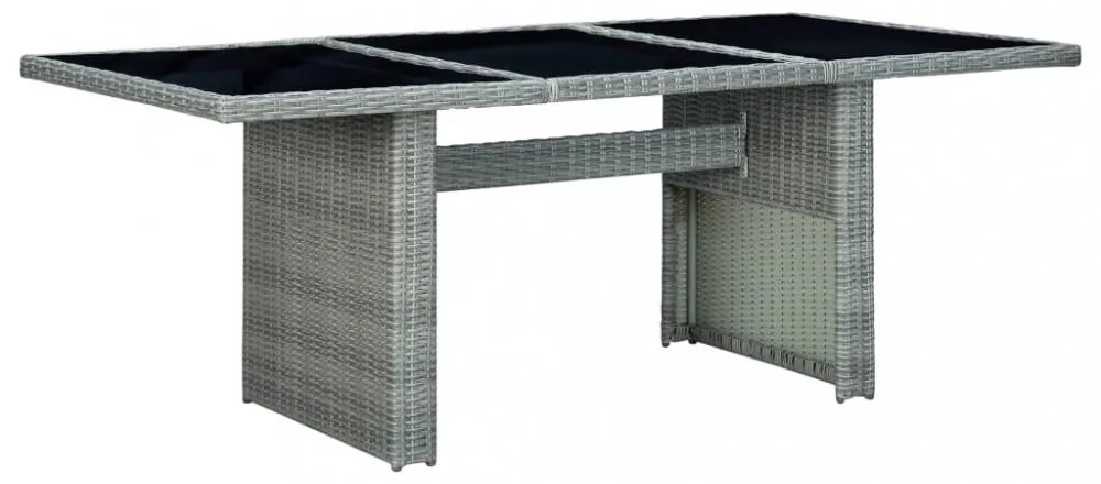 sötétszürke polyrattan és edzett üveg kerti asztal