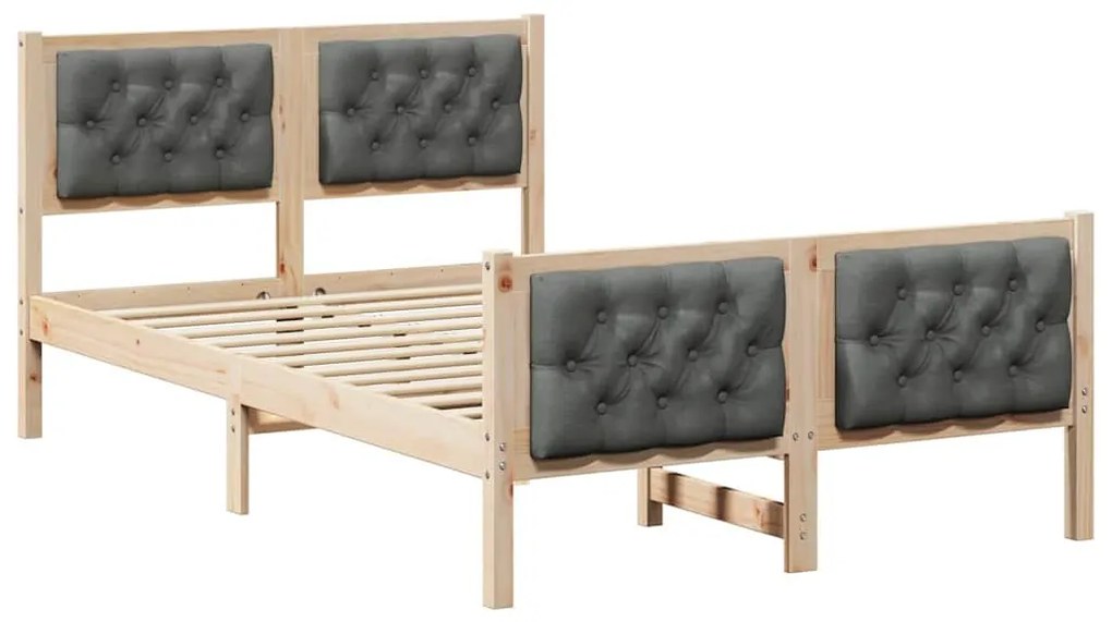 Ágykeret fejtámlával Sötétszürke 120 x 200 cm Tömör fenyőfa