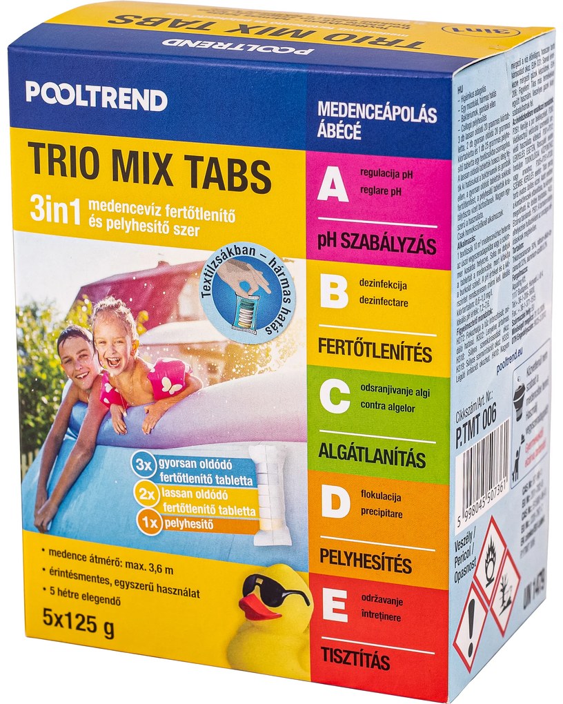 POOLTREND TRIO MIX TABS HÁRMAS HATÁSÚ VÍZKEZELŐ SZER 5X125G TABLETTA