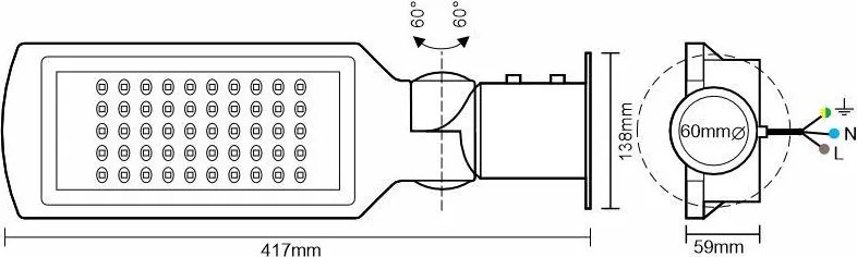 NEDES LSL322HS Utcai LED Lámpa érzékelővel 50W / 4000K