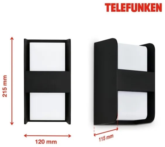 Telefunken 321005TF - Kültéri fali lámpa 1xE27/12W/230V IP44 fekete