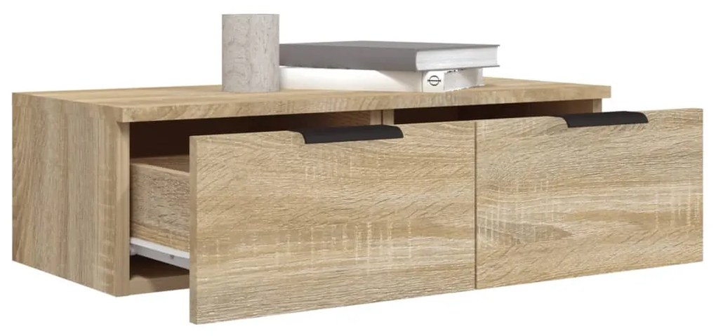 2 db sonoma tölgyszínű szerelt fa fali szekrény 68x30x20 cm