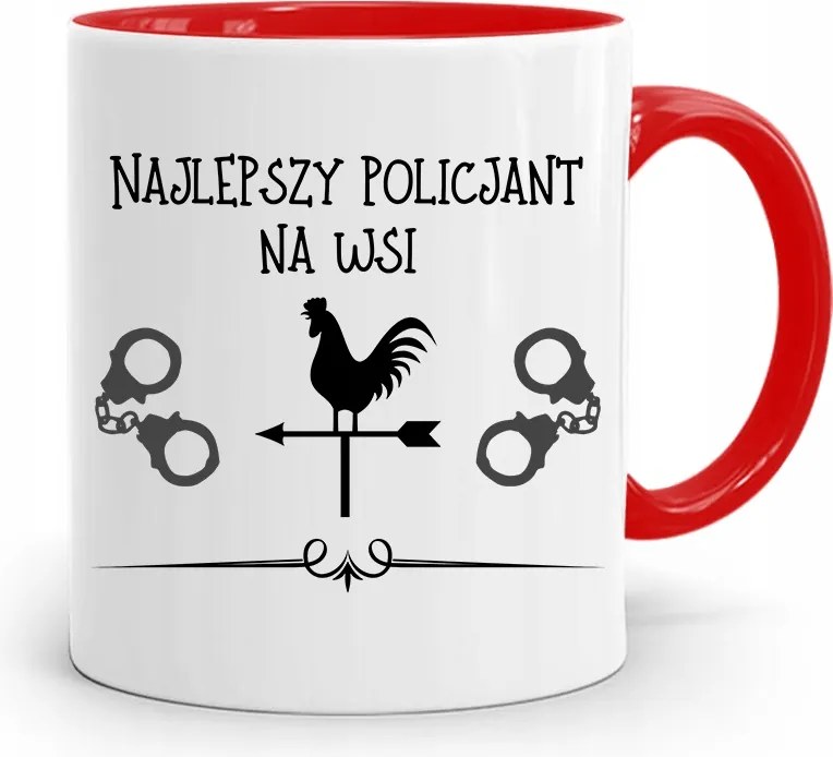 Piros Bögre A Legjobb Vidéki Rendőrnek, fényképes nyomattal