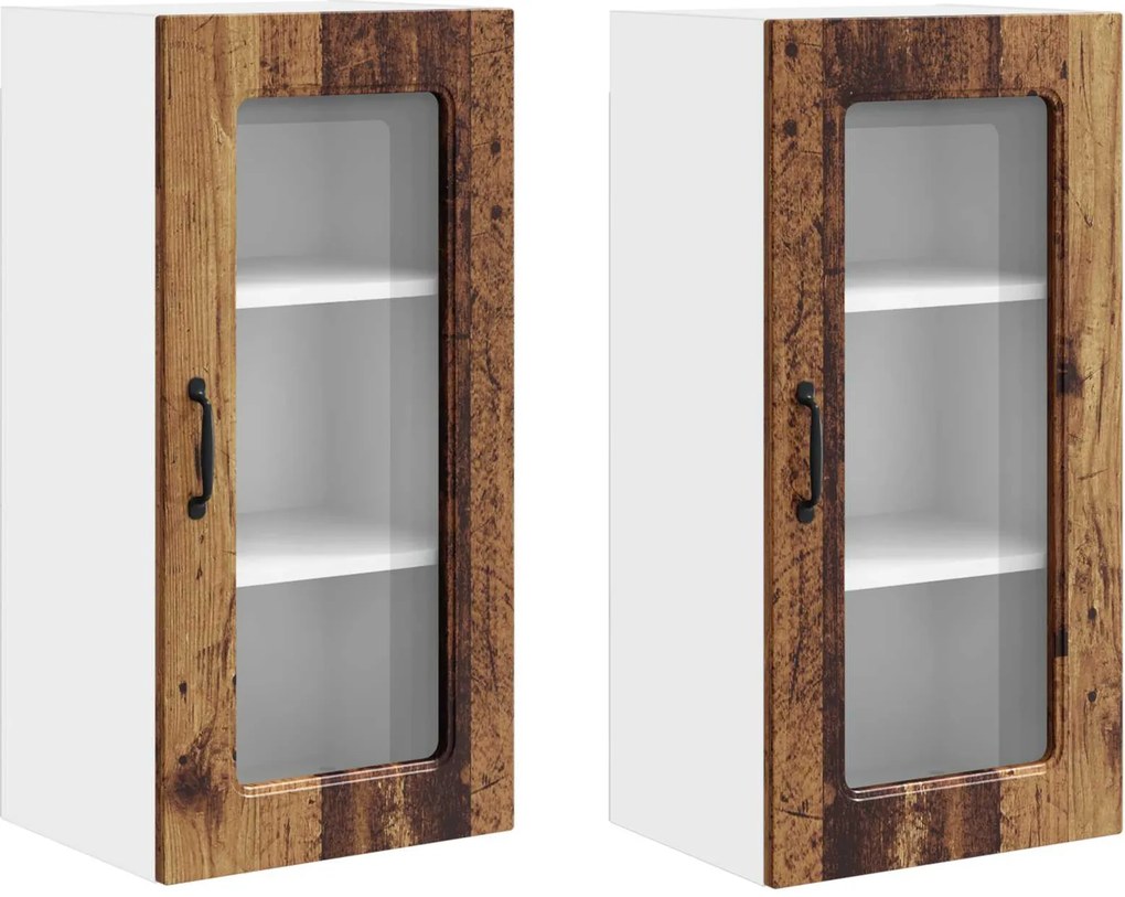 vidaXL Konyhaszekrény Kalmar 2 pcs Öreg fa 40 x 31 x 80 cm Faanyag