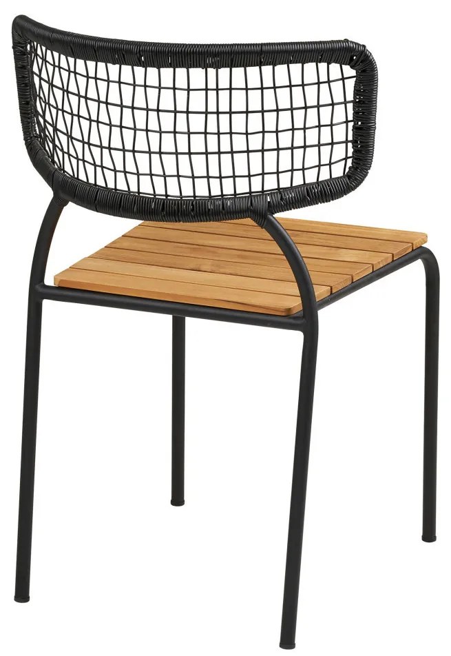 Nashville étkezőszék, teakfa, fekete kötél, fekete