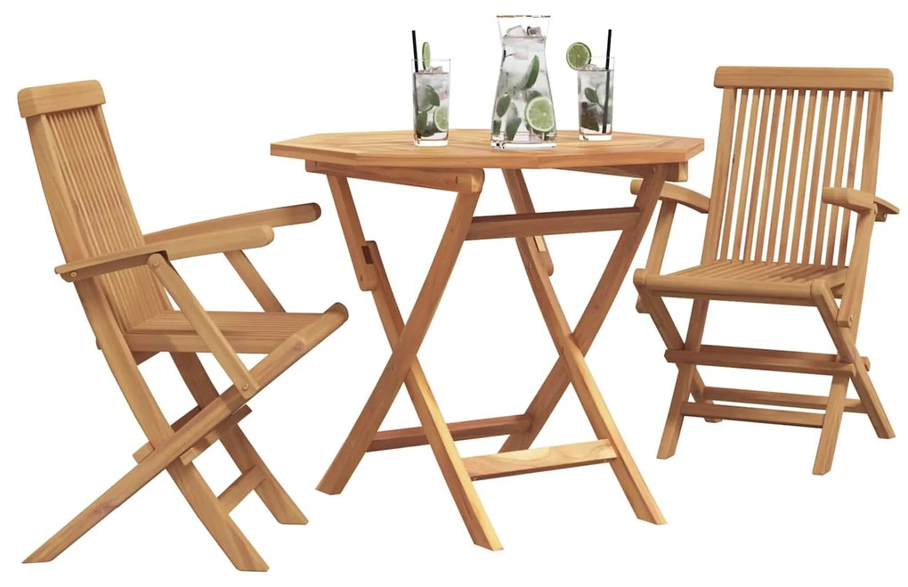 vidaXL Kert étkező szett 3 pcs Barna Tömör Akácfa