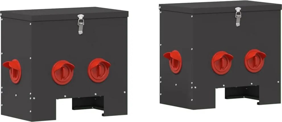 vidaXL Csirke etető 2 pcs Fekete 40,5 x 25 x 38 cm