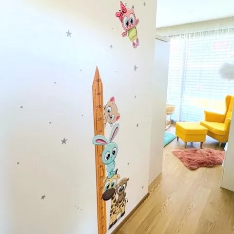 INSPIO Gyerekszobába falmatrica - Állatkás magasságmérő gyerekeknek 150cm-ig