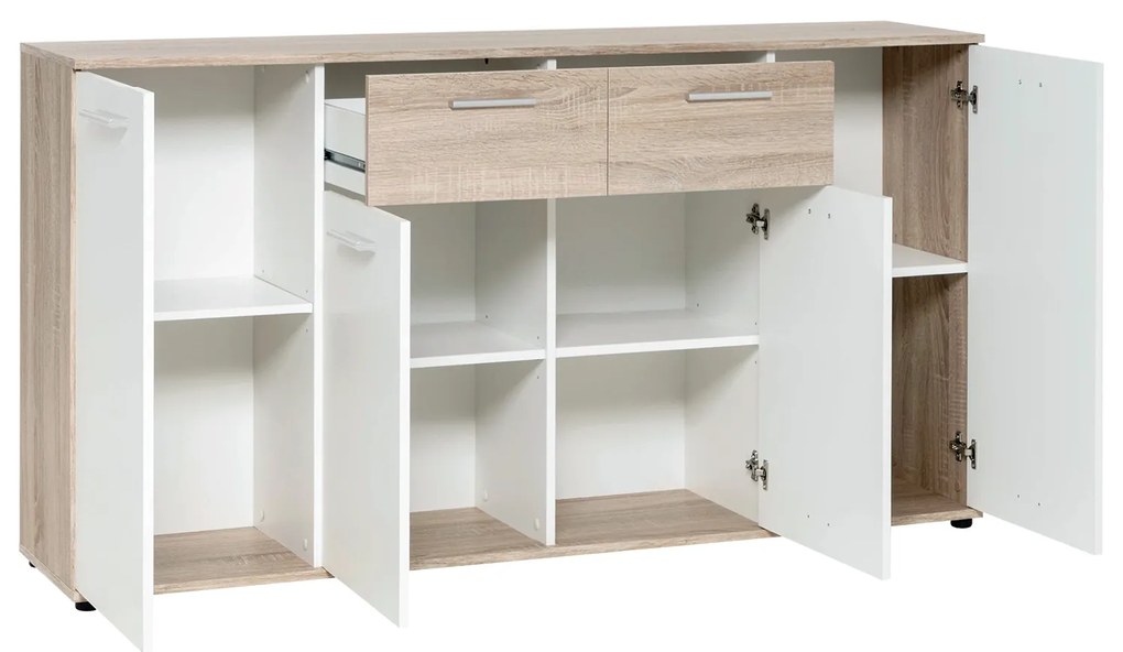 Komód JACKY 3 tölgy / fehér - 
            fehér
            tölgyfa
          , 
            Laminált és mások
          , 
            85
          x
            35
          x
            160
          cm