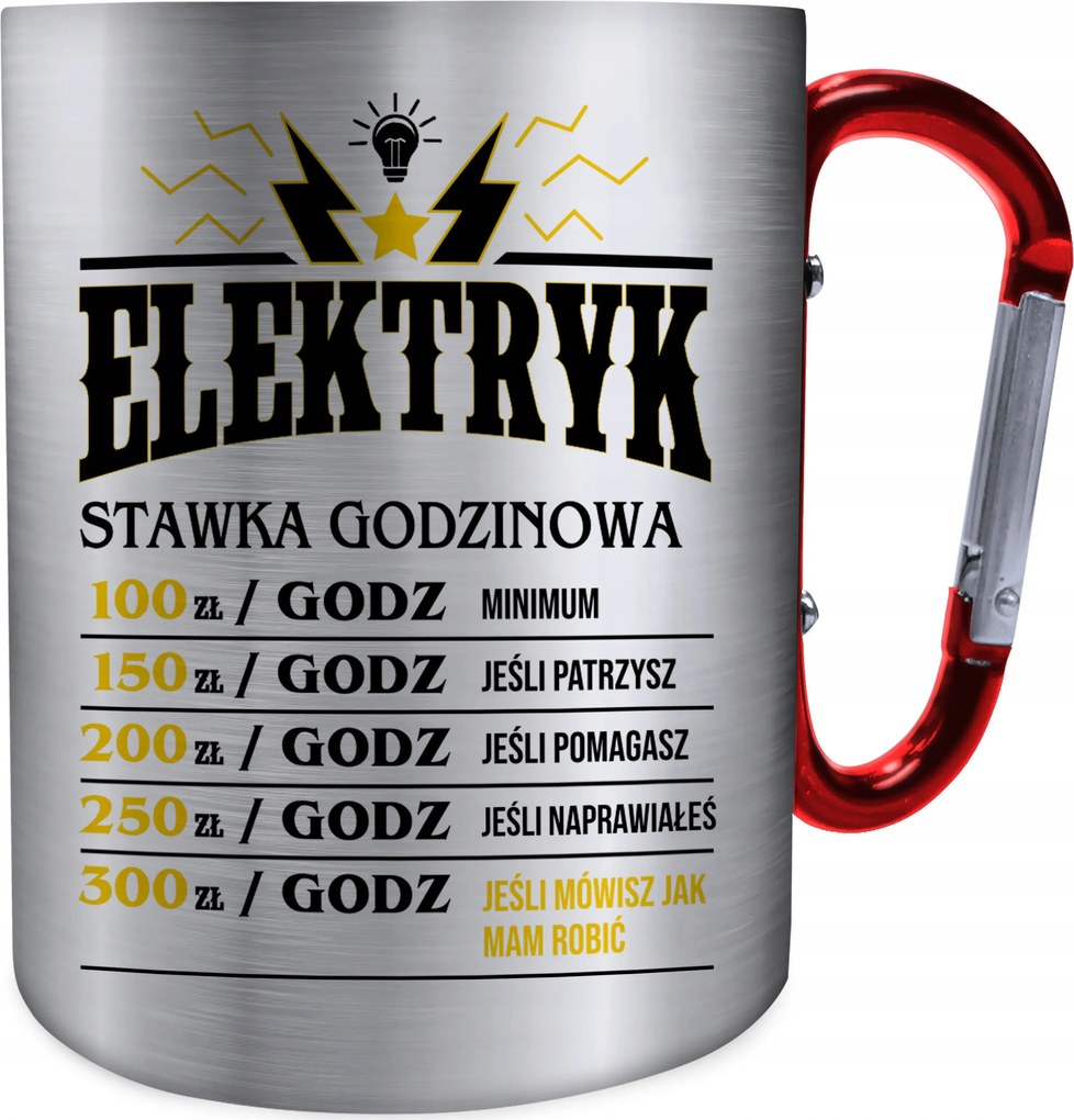 Fém Bögre Karabinerrel Ajándék Villanyszerelő Óradíj