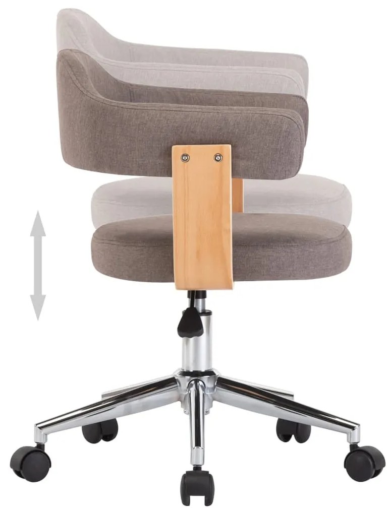 6 db tópszínű hajlított fa és szövet forgó étkezőszék