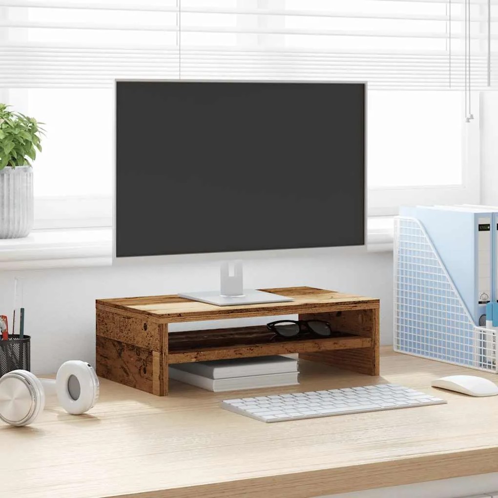 Régi fa forgácslap monitorállvány 42 x 24 x 13 cm