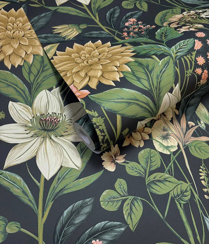 Holden Decor Wanderlust Clematis sötétkék virágos vlies tapéta – 92062