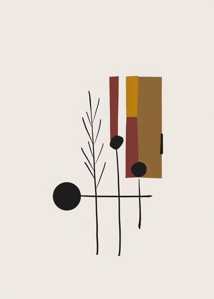 Poszter 39,5x55cm Fekete Lineáris Ágak