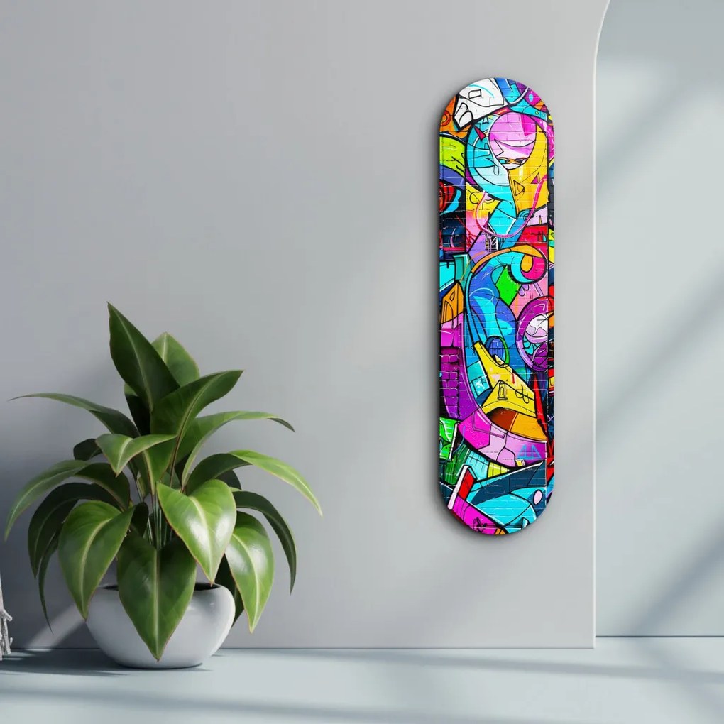 Graffiti Abstract edzett üvegkép, 20 x 80 cm