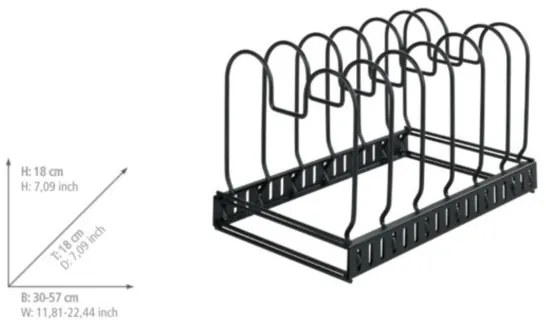 WENKO 53149100 - Fedőtartó és serpenyőtartó 18x18 cm fekete