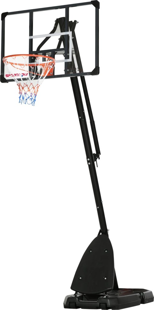 SPORTNOW Kültéri Kosárlabda Karika Kerekes Állvánnyal 107x70cm Háttámla, Mobil Kosárlabda Karika Állvánnyal, Állítható Magasságú Karika 236-293 cm, Ko