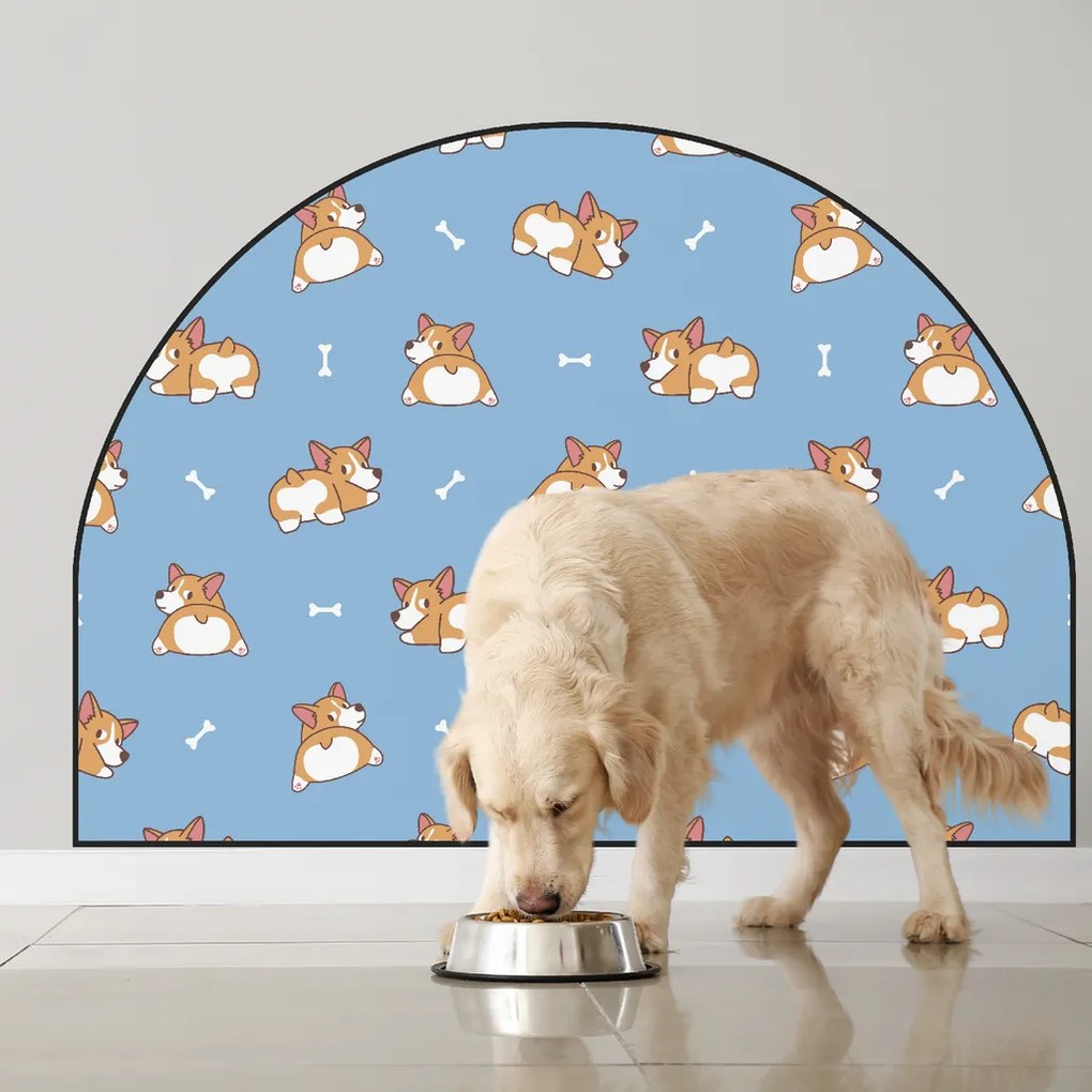 PIPPER. Védő textil falmatrica – Ív – Corgi Méret: 120x96cm, Indíték: névvel